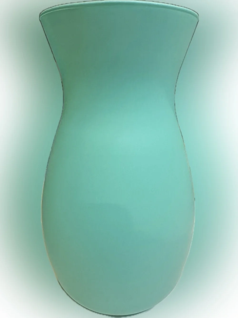 PAINTED GLASS TURQUOISE VASE CONTAINER FLOWERS STORAGE PARTY WEDDING DECOR 10.5”